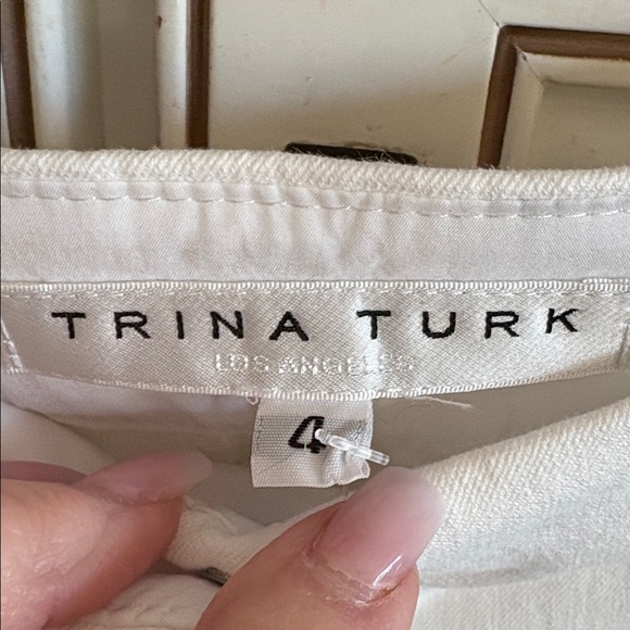 NWT Trina Turk White Lulu Pants Size 4 - Picture 4 of 6